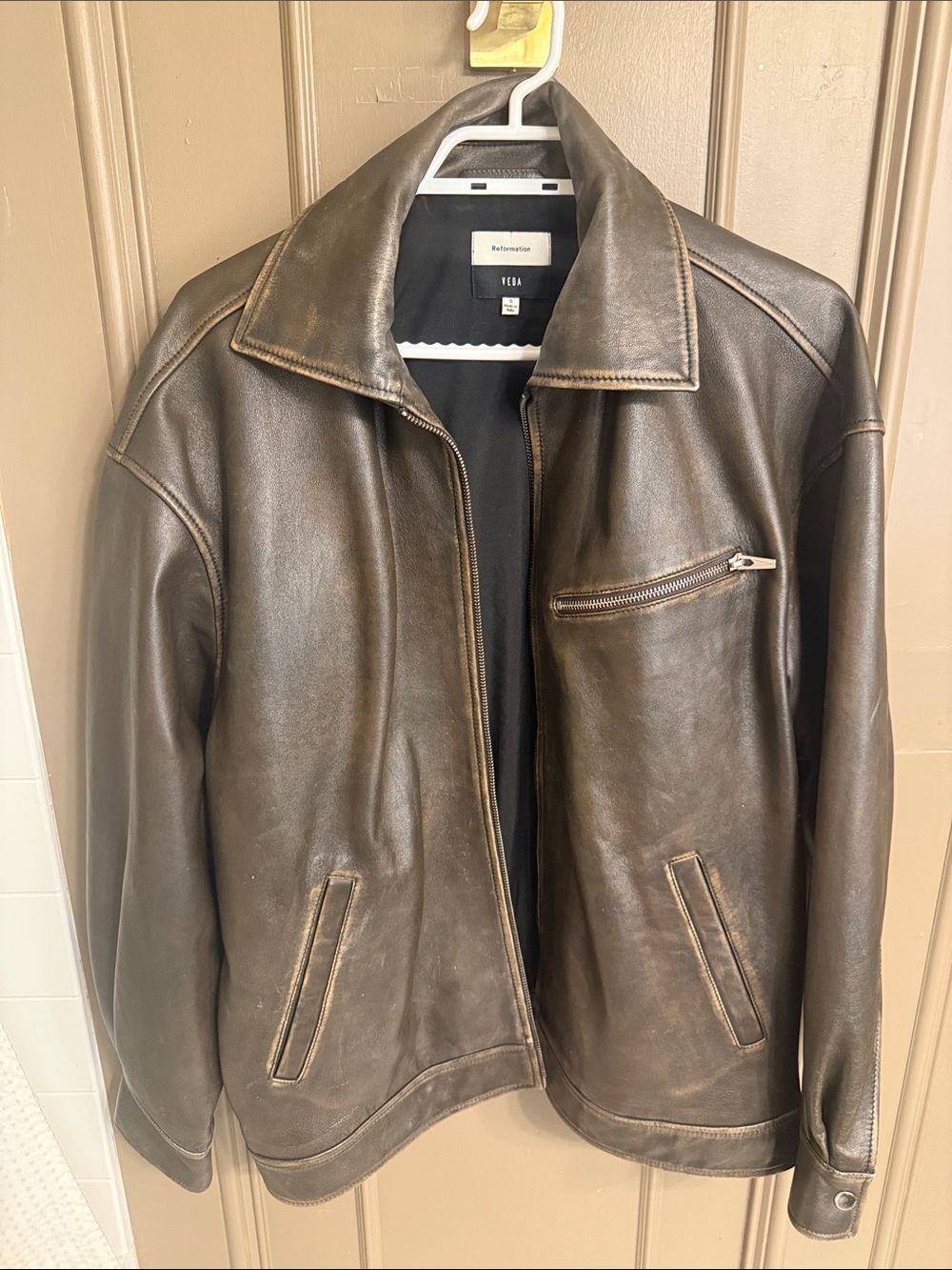 Reformation Veda Marco leather oversized bomber - size S - Picture 2 of 4